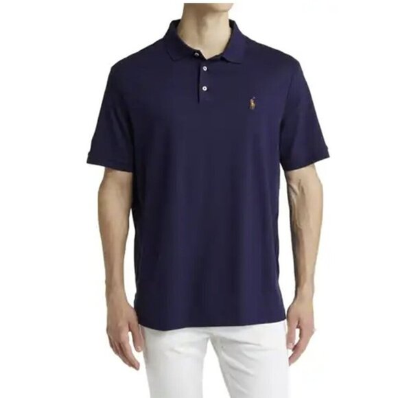 Polo Ralph Lauren Men's New Classic Fit Soft Cotton Navy Polo Shirt - Picture 1 of 7